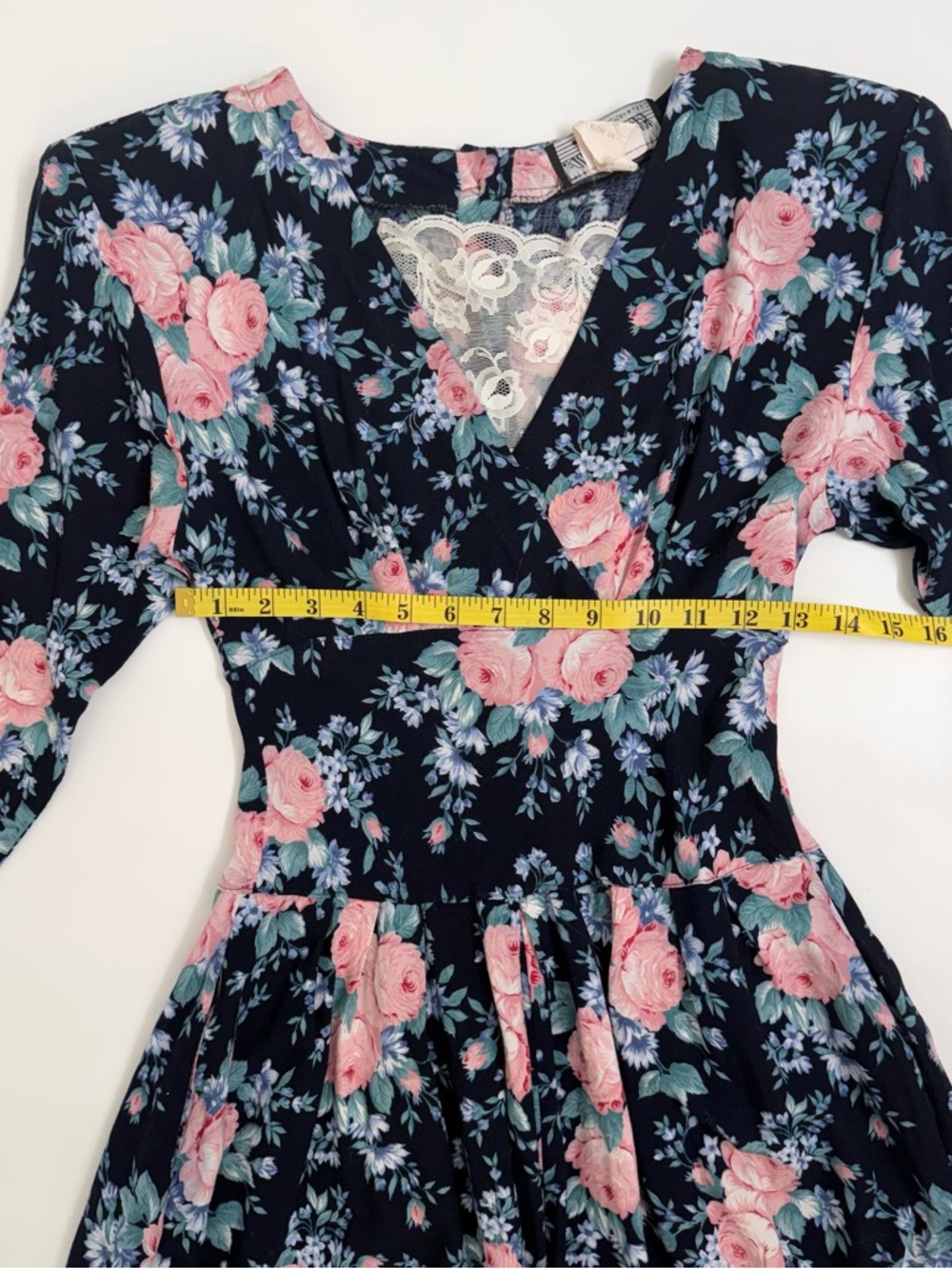All‎ That Jazz VTG Floral MIDI Prairie Dress Empire Waist XS Cottagecore - Picture 10 of 11